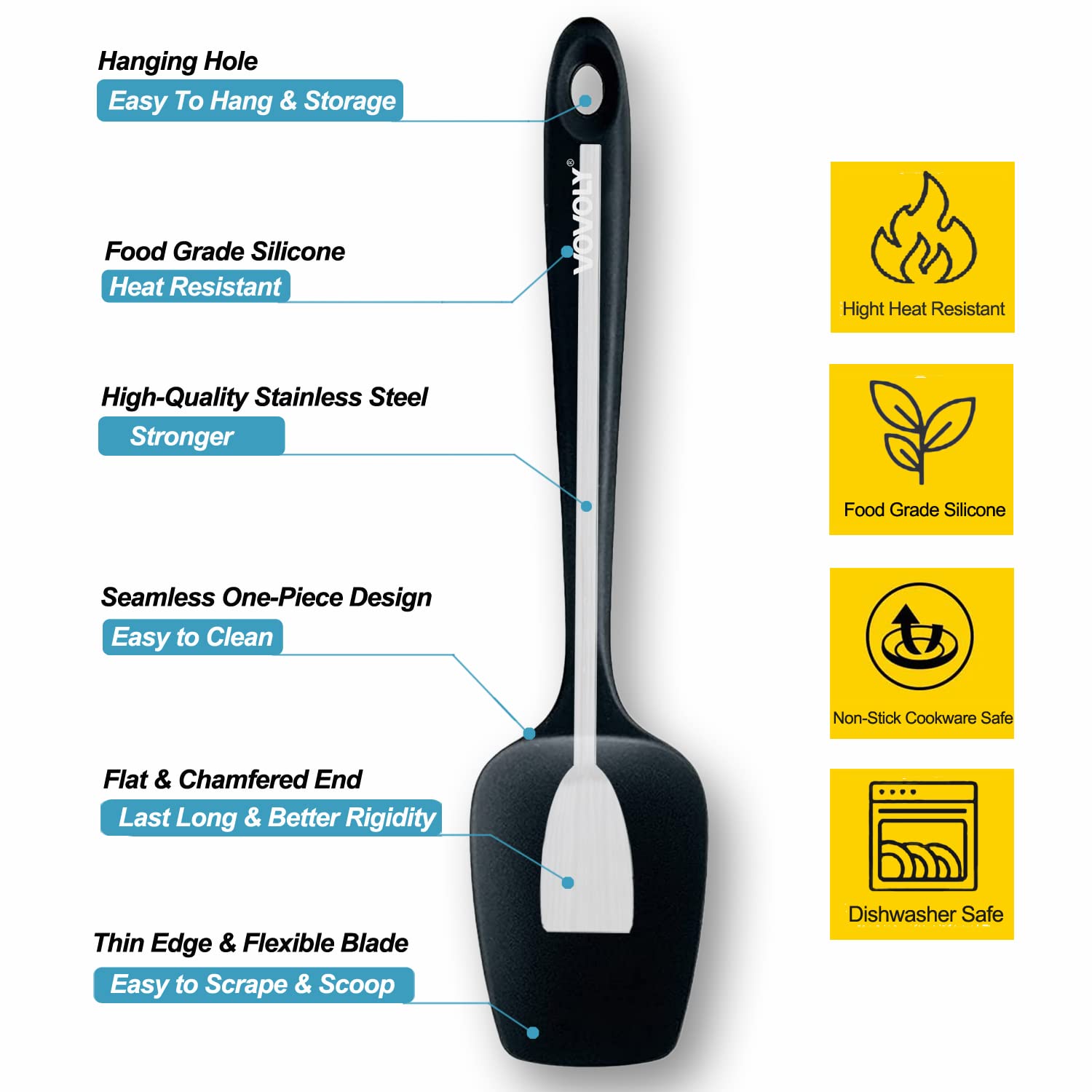 Vovoly heat-resistant spatula set handles hot foods without warping