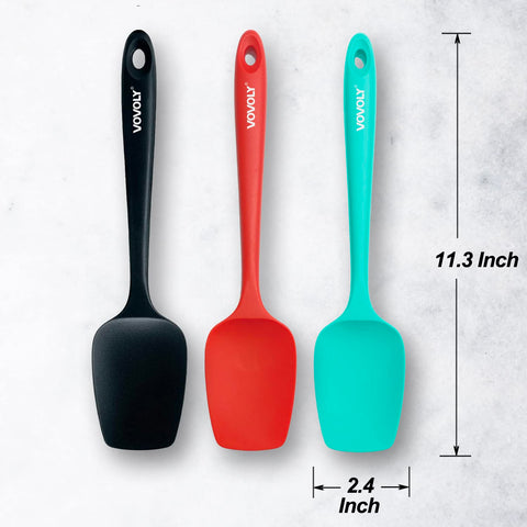 Vovoly silicone spatulas are gentle on nonstick cookware during scraping