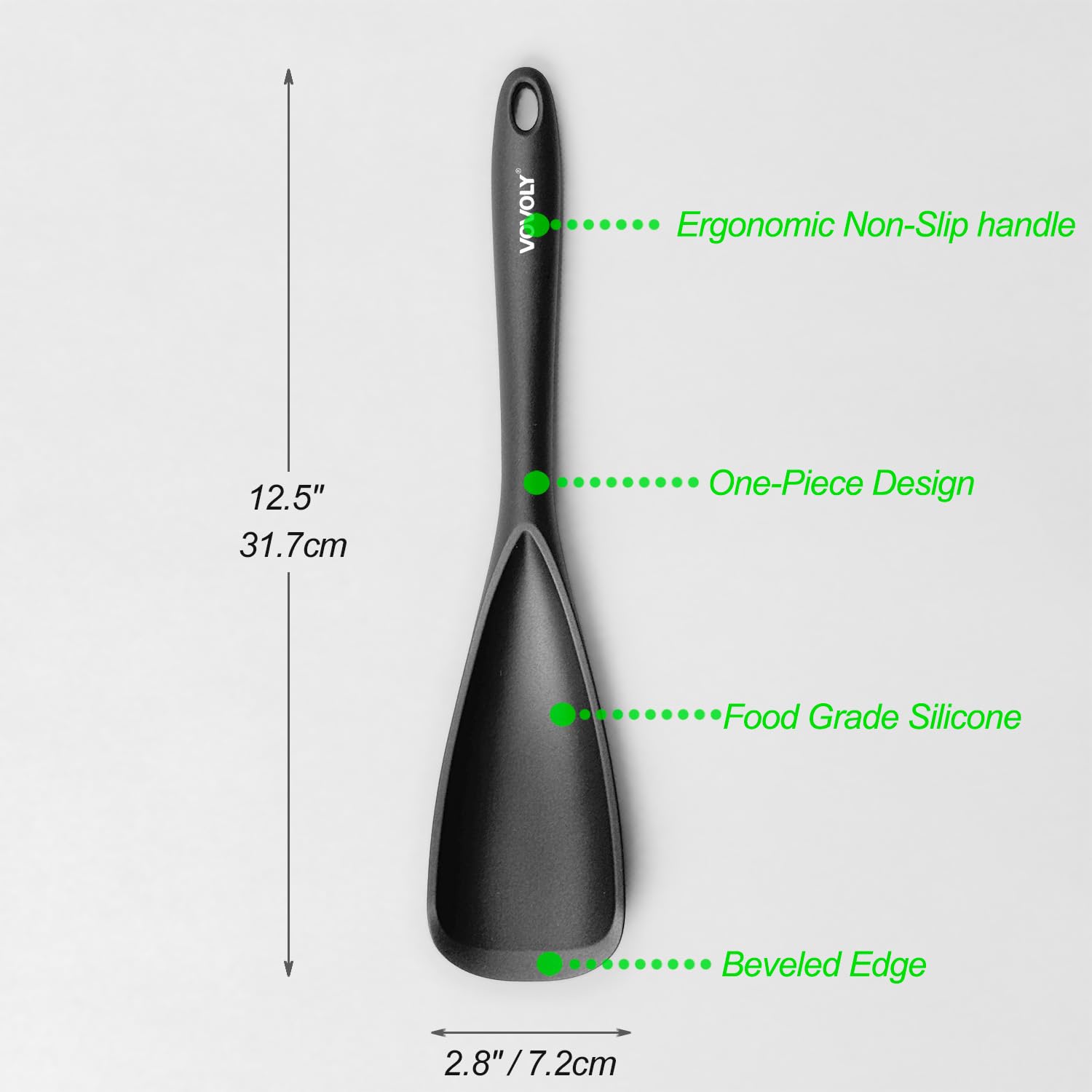 VOVOLY silicone spoon with wooden handle, heat resistant on stove.