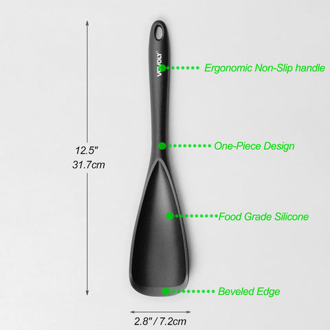 VOVOLY silicone spoon with wooden handle, heat resistant on stove.