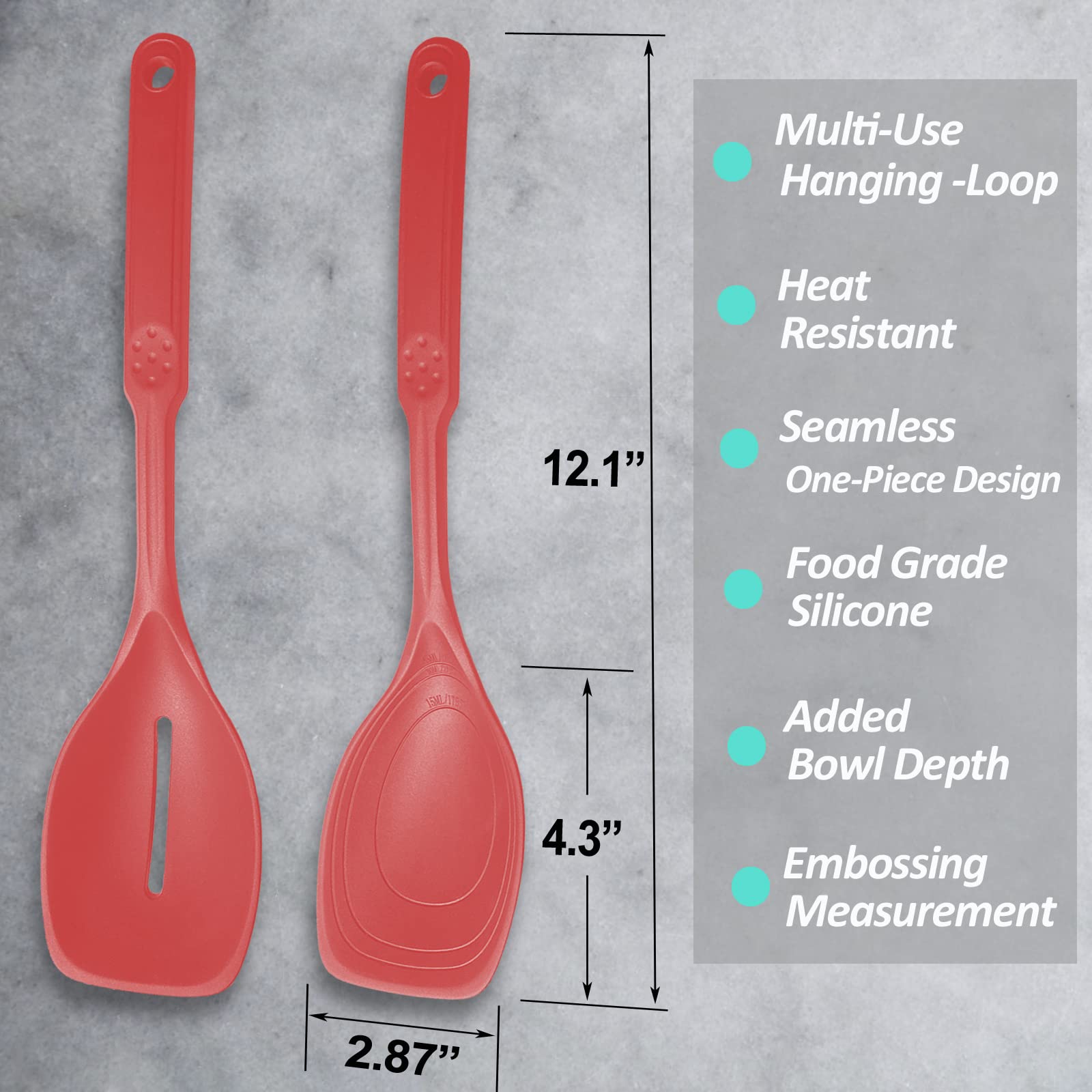 Vovoly silicone spoons with deep bowls and measurement marks aid precise scooping.