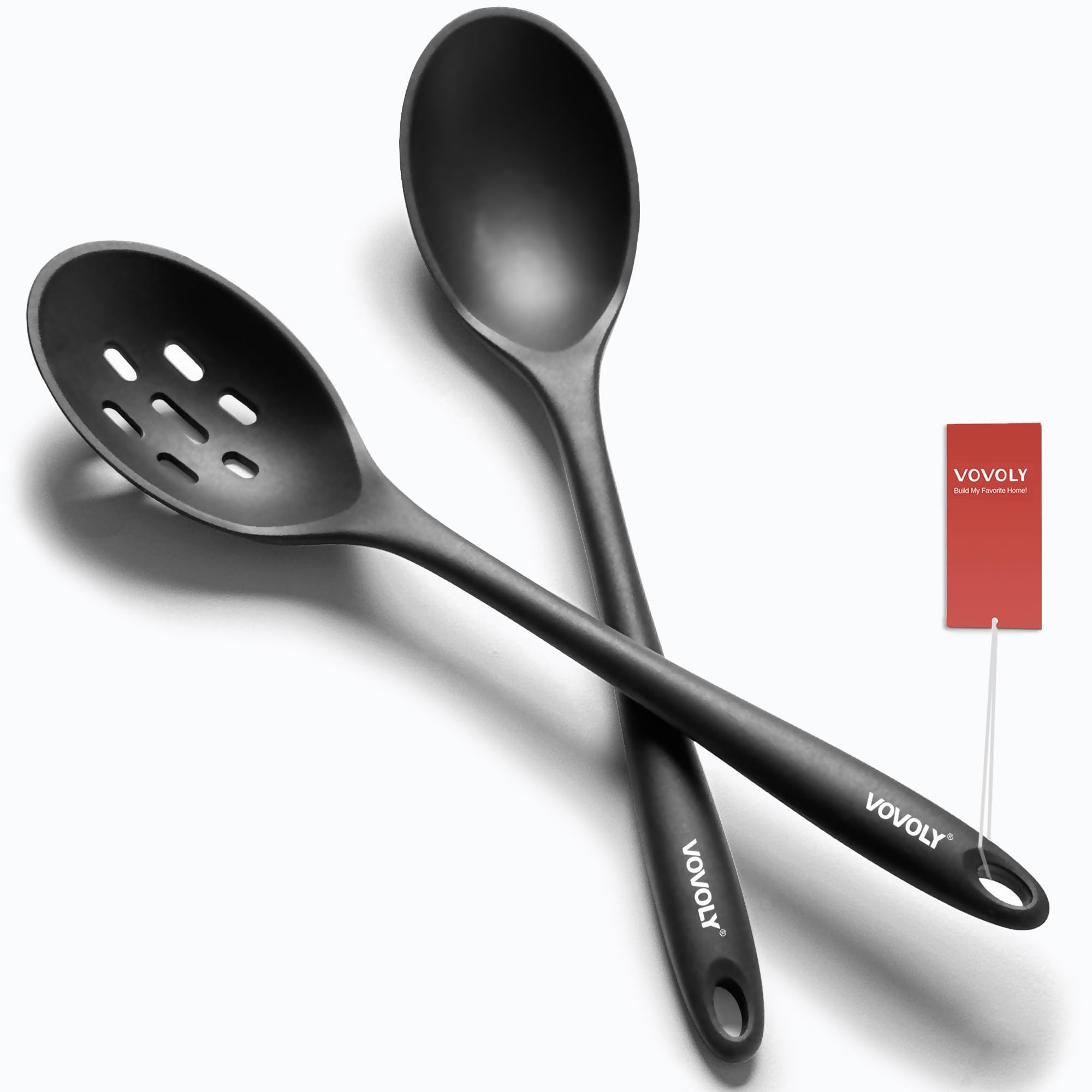 Vovoly extra-large silicone spoon for easy mixing and serving with heat resistance.
