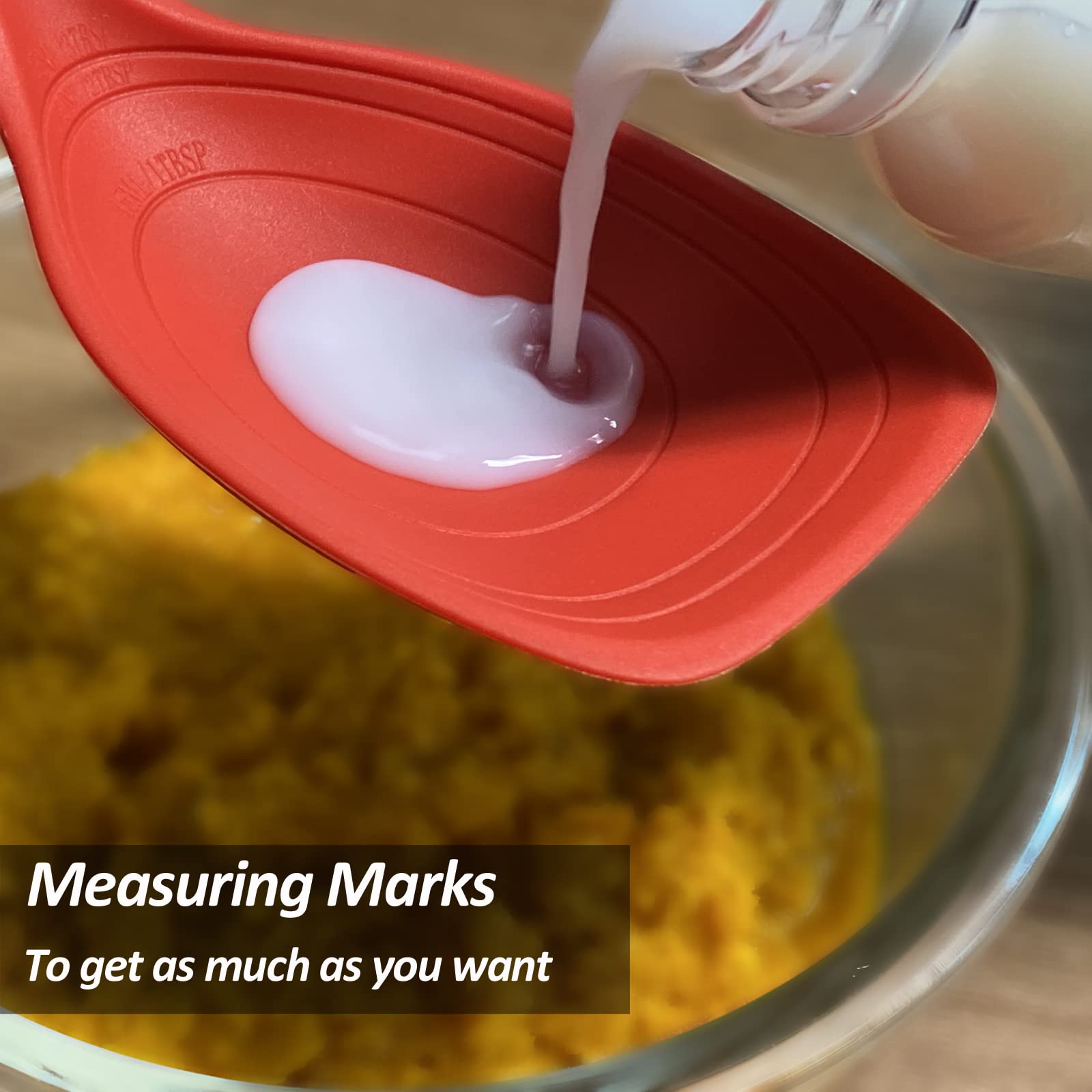 Flat-edge tip helps scrape every bit from pans without scratching nonstick surfaces.