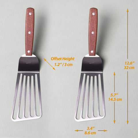 Vovoly stainless steel slotted blade drains oil when lifting fried foods.