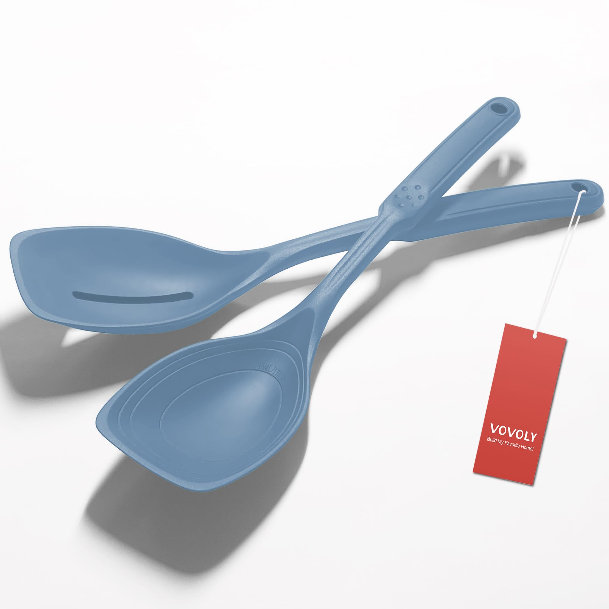Vovoly Starry Blue 2-pack silicone spoons for versatile mixing and serving.