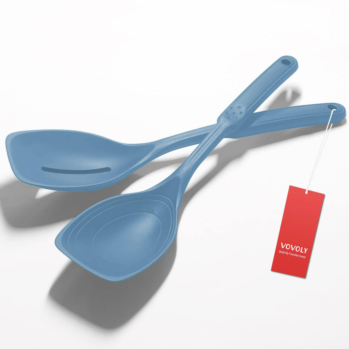 Vovoly Starry Blue 2-pack silicone spoons for versatile mixing and serving.
