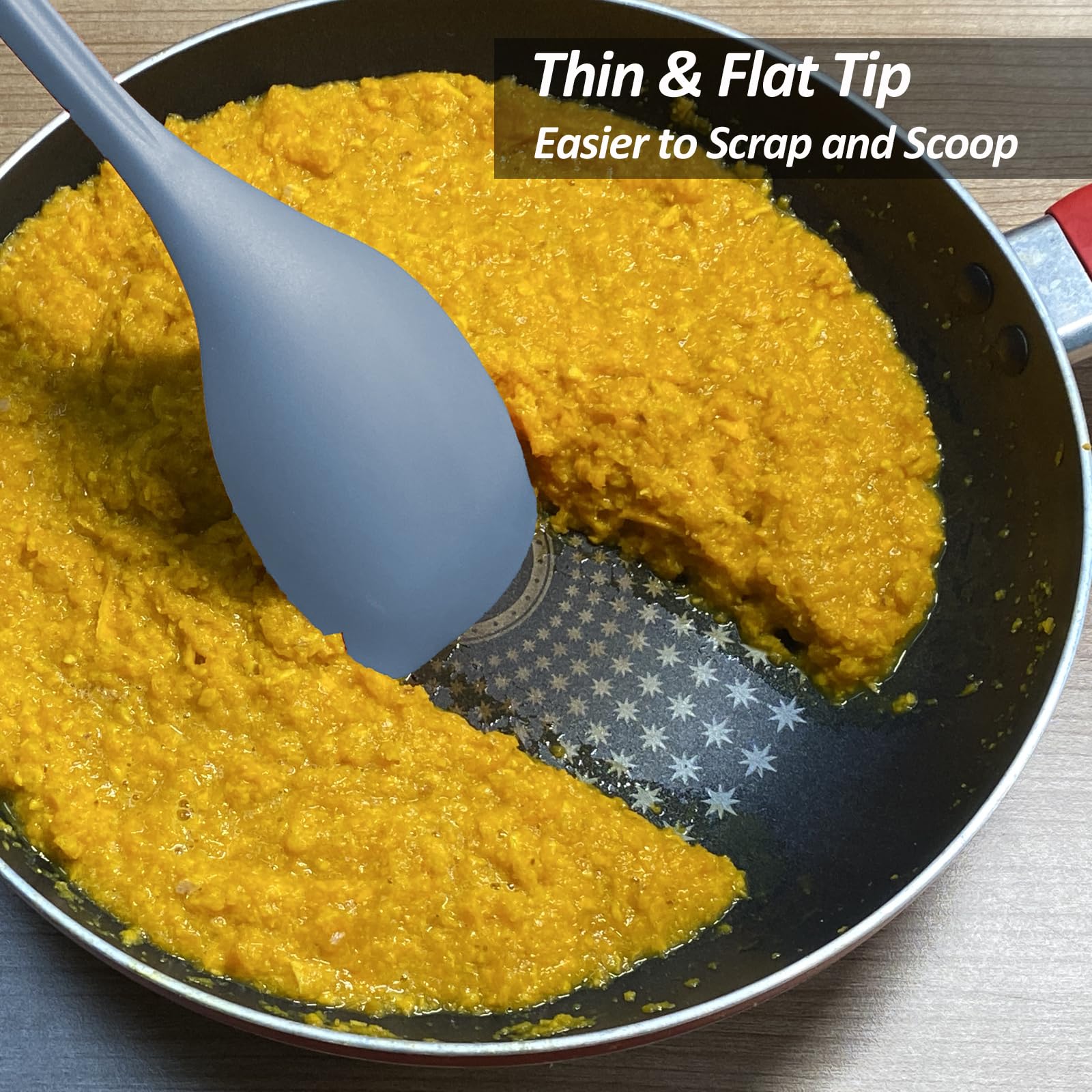 Vovoly Starry Blue silicone spoons dishwasher safe for easy cleanup.