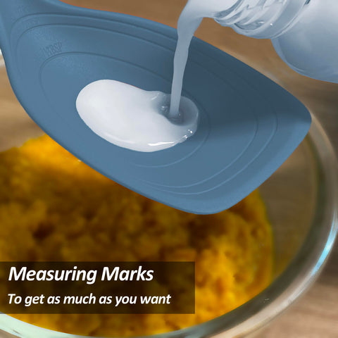 Vovoly Starry Blue slotted spoon with drainage holes for serving.