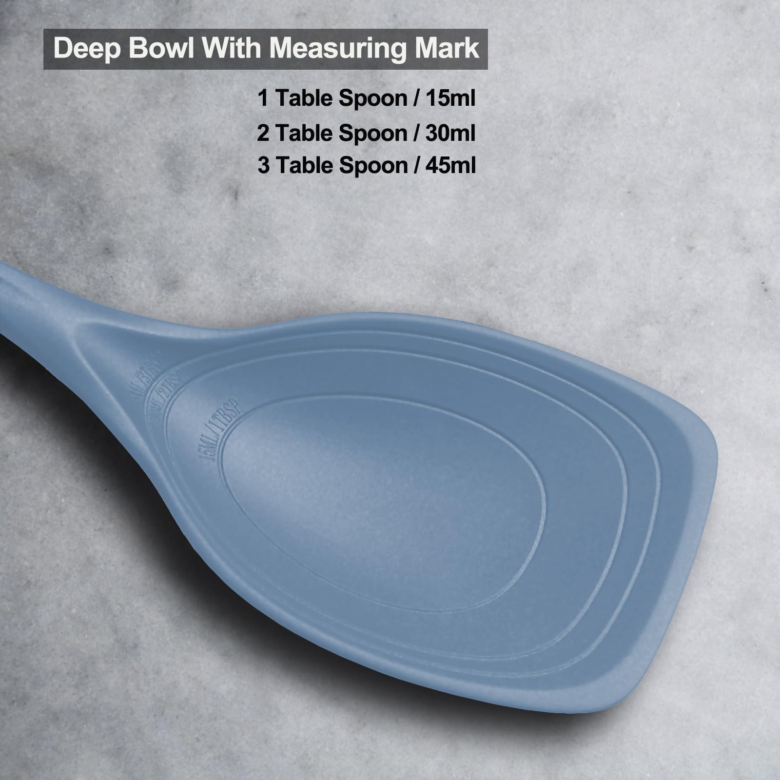 Vovoly Starry Blue solid spoon with deep bowl for scooping thick sauces.