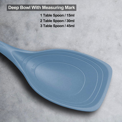 Vovoly Starry Blue solid spoon with deep bowl for scooping thick sauces.