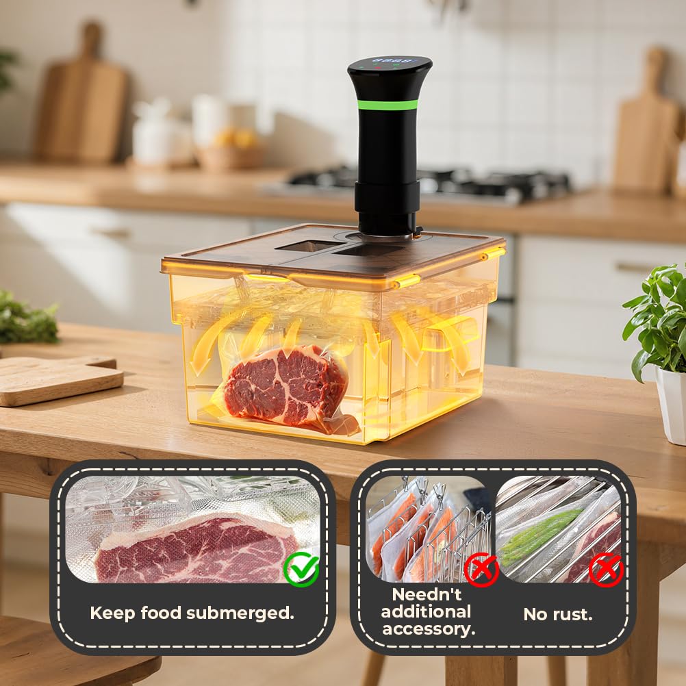 Vpcok Direct compatibility with a wide range of sous vide cookers for simple setup.