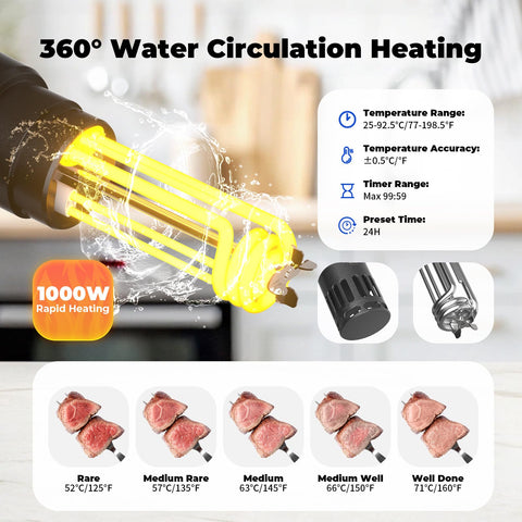 Vpcok Direct 360-degree circulation ensures uniform heat in the bath.
