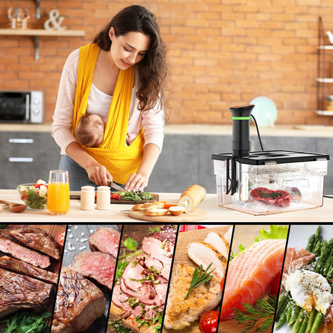 Vpcok Direct sous vide cooker in use for precise home meals.
