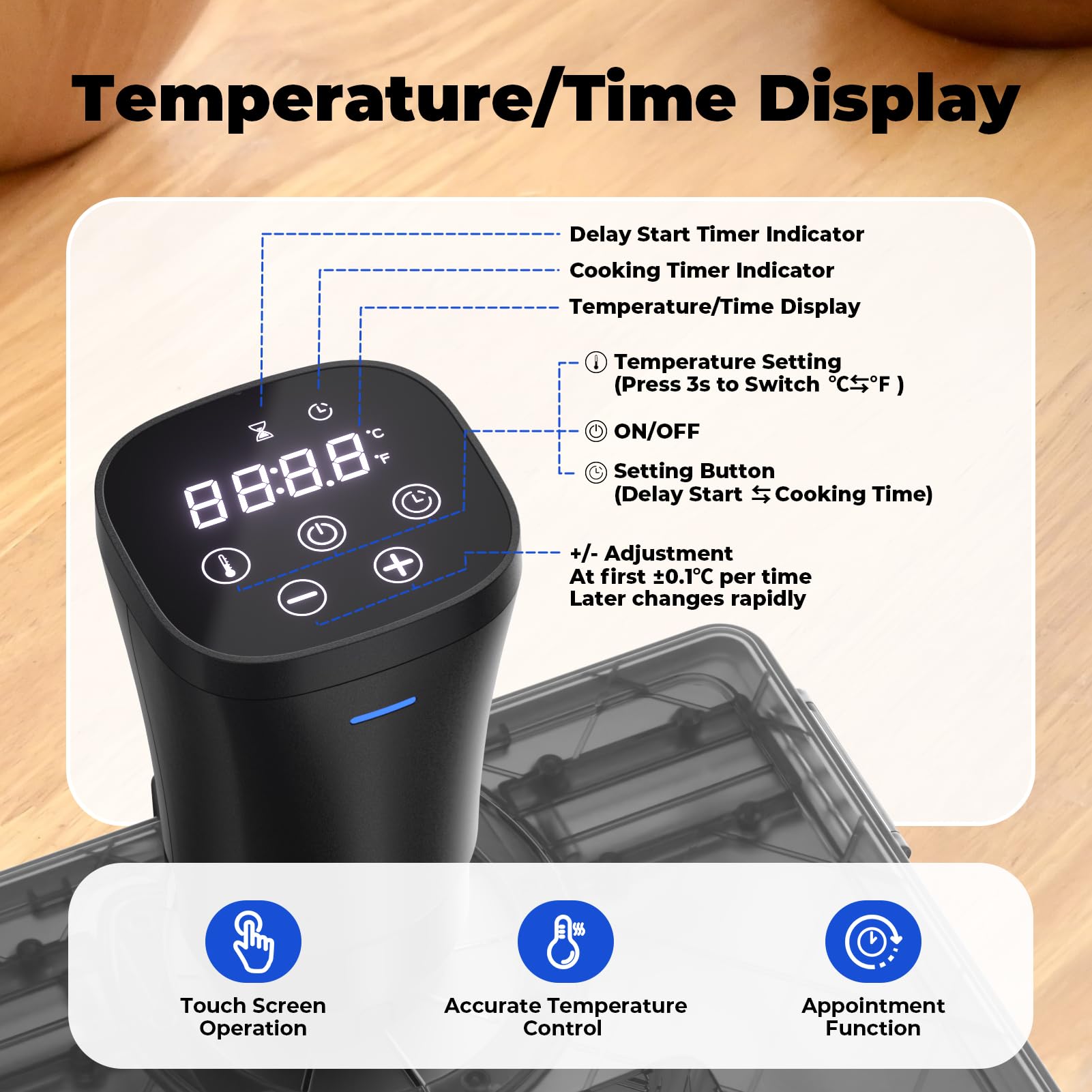 Vpcok Direct LED indicators clearly show heating, ready, and finished stages.