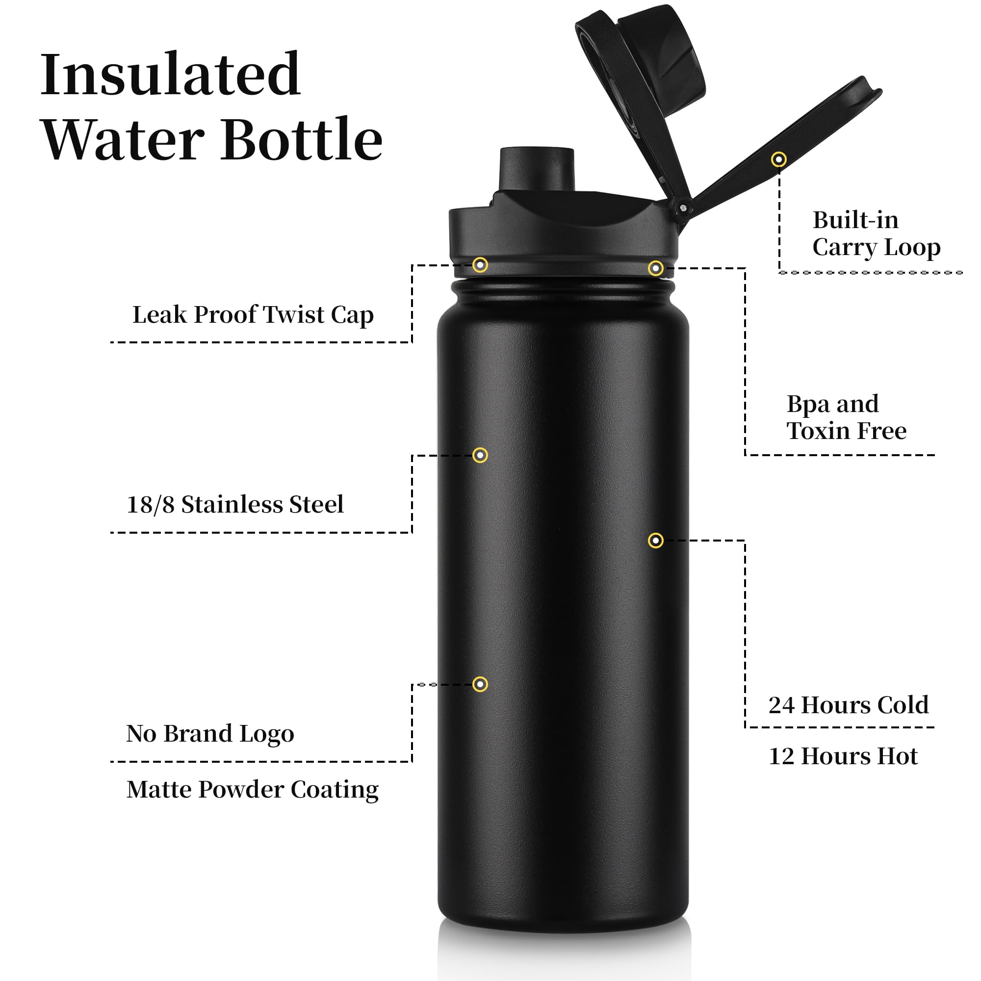 VQRRCKI bottle with wide mouth lid ideal for easy filling and cleaning.