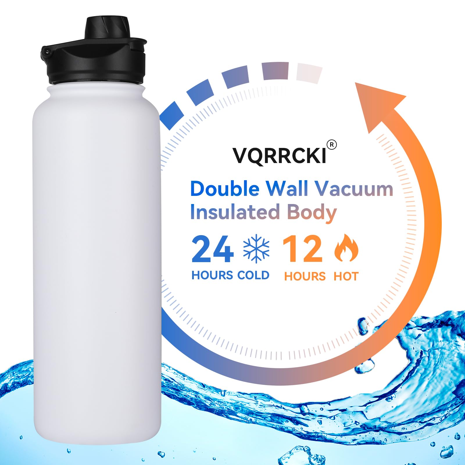 VQRRCKI bottle with wide mouth lid for easy filling and cleaning