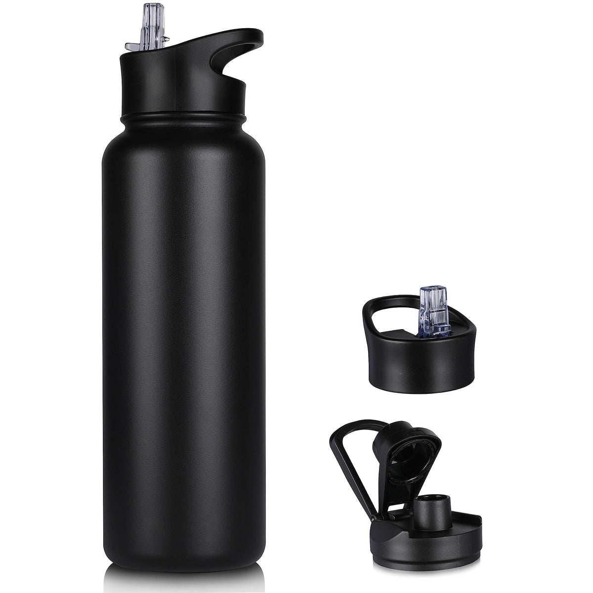 VQRRCKI 40oz insulated bottle with straw lid for on-the-go hydration.