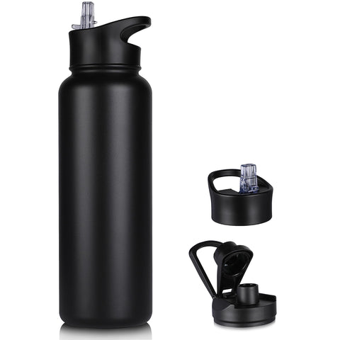 VQRRCKI 40oz insulated bottle with straw lid for on-the-go hydration.