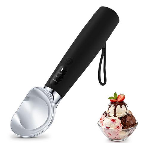 VRAIKO heated ice cream scoop with ergonomic handle for comfortable scooping.