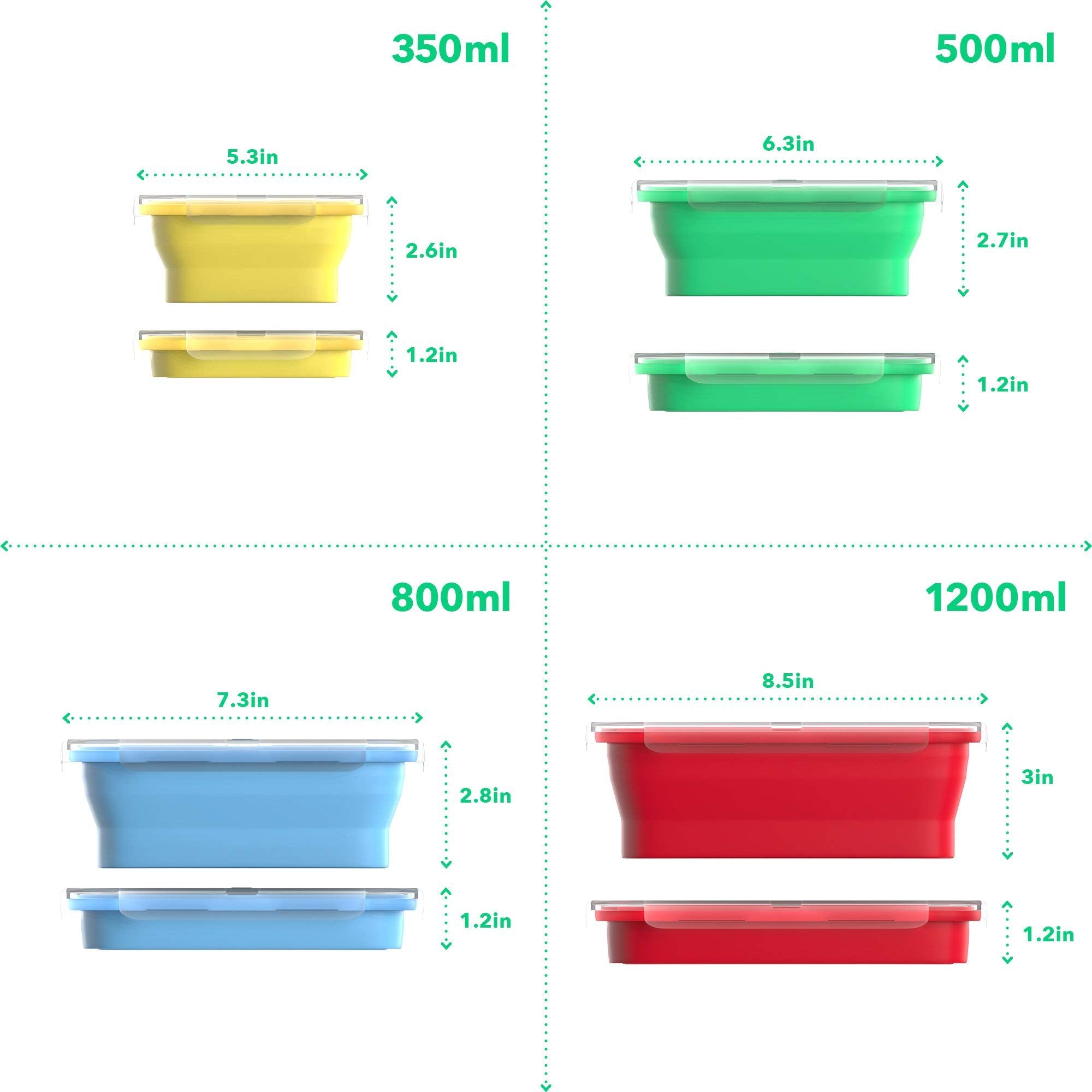 Vremi collapsible lunch-box containers saving space in a kitchen