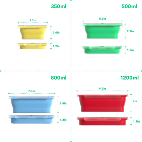 Vremi collapsible lunch-box containers saving space in a kitchen