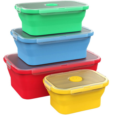 Vremi silicone 4-pack collapsible containers for compact storage
