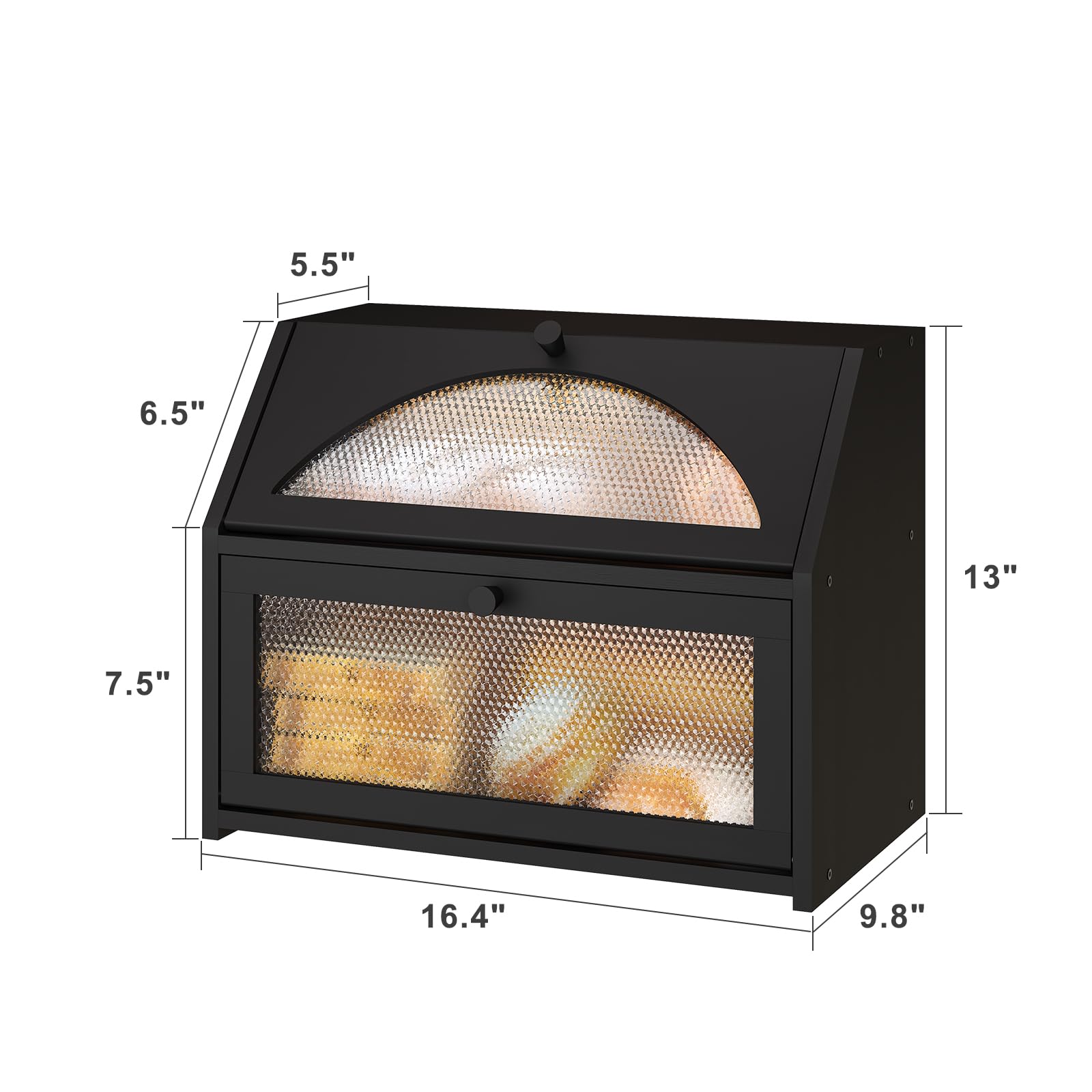 Black finish Vriccc bread box complements modern kitchen counters