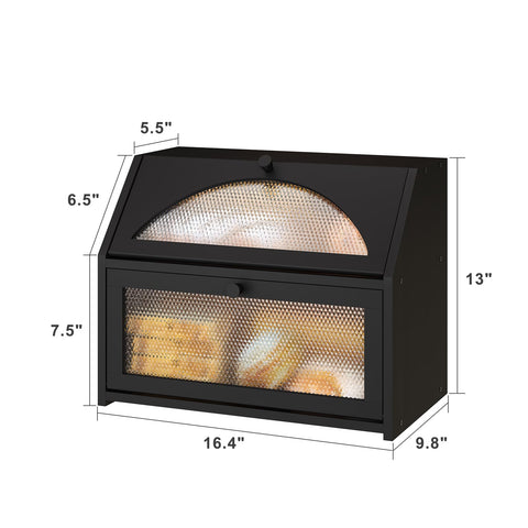 Black finish Vriccc bread box complements modern kitchen counters