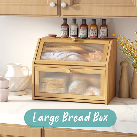 Vriccc bread box with two layers for ample loaf capacity