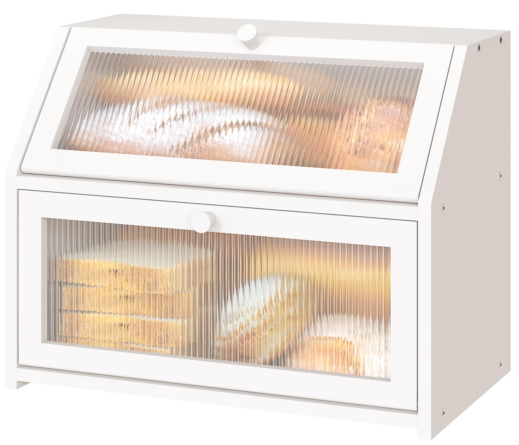 Vriccc White Bread Box front view keeps your counter neat and organized