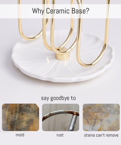 VROOMIUM napkin holder gold stand closeup adds luxury to dining.