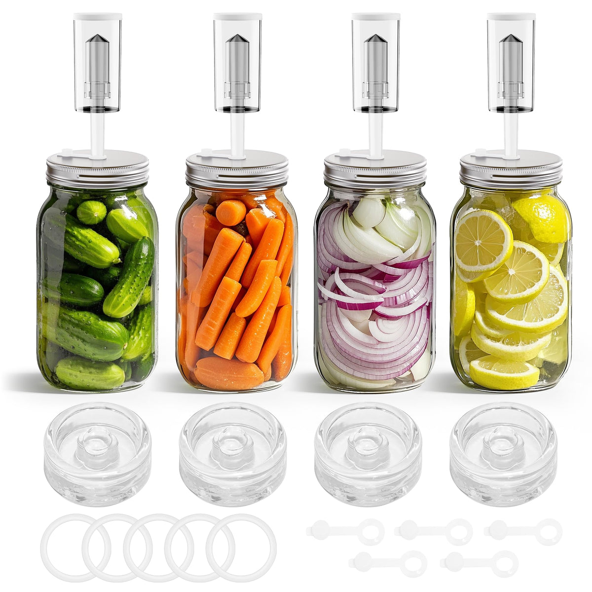 VSAPRDT fermentation weights in action keeping veggies submerged for even brining