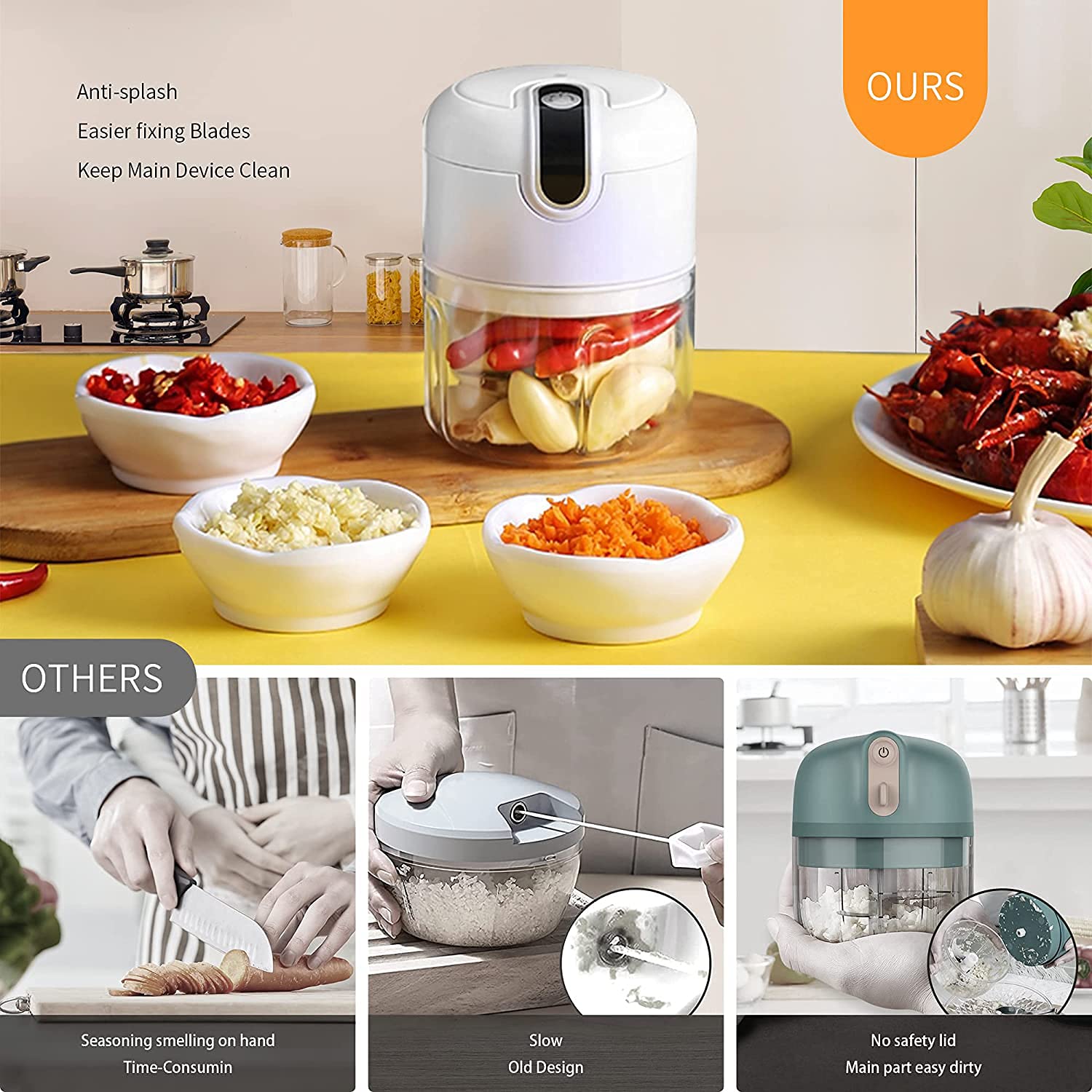 Vshinic one-touch operation making quick chopping easy