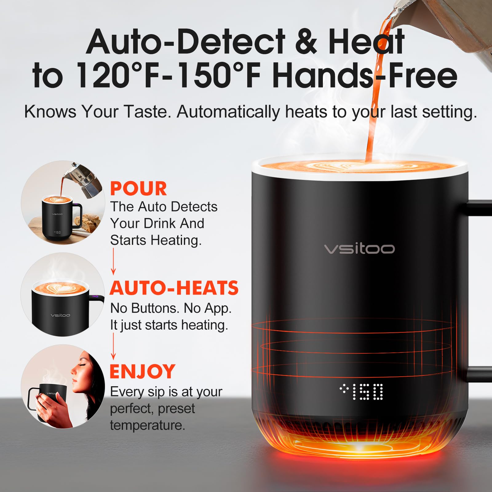 Vsitoo S3 app interface demonstrates remote temperature control for coffee on the go.