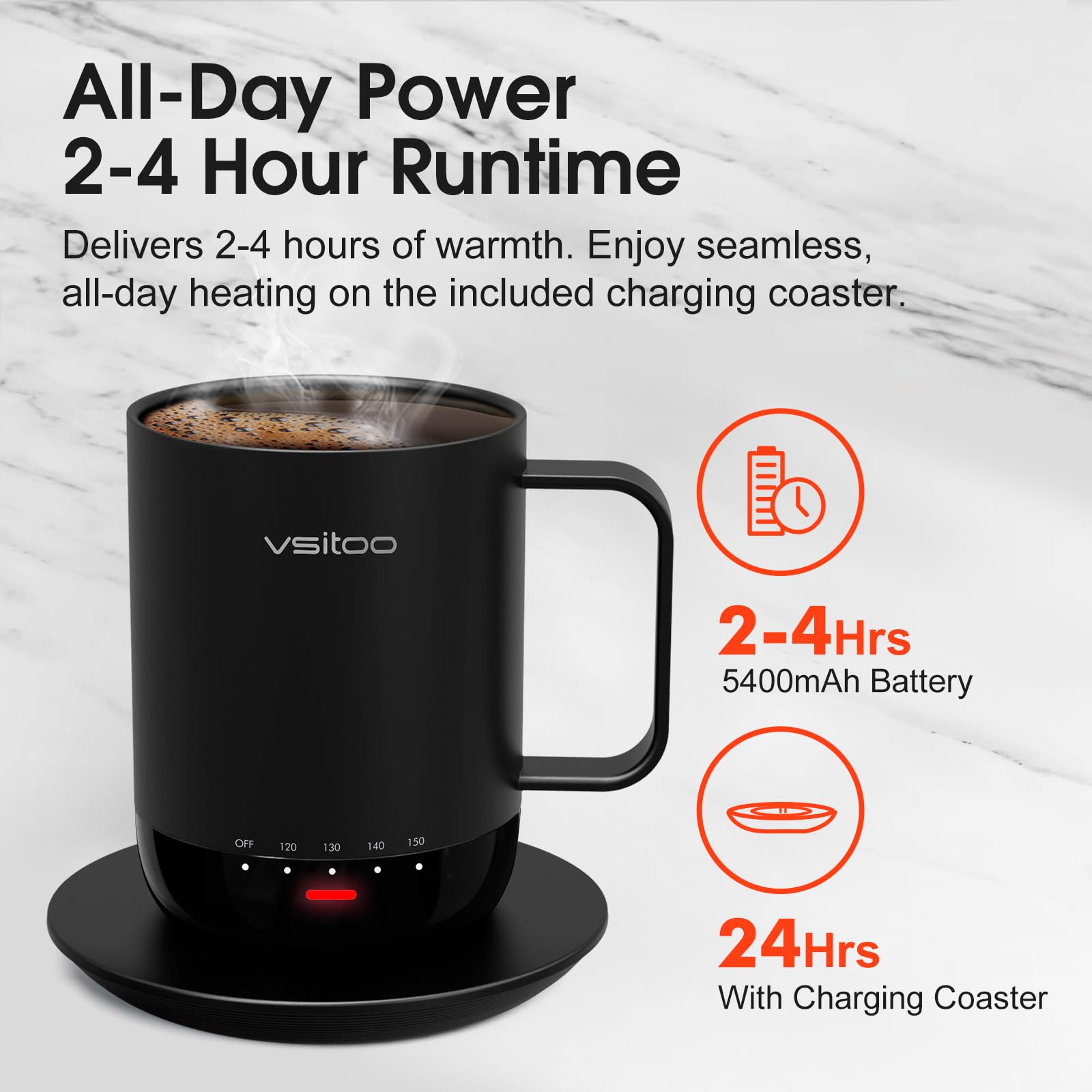 VSITOO S3 Pro 14oz mug digital display shows precise temperature control.