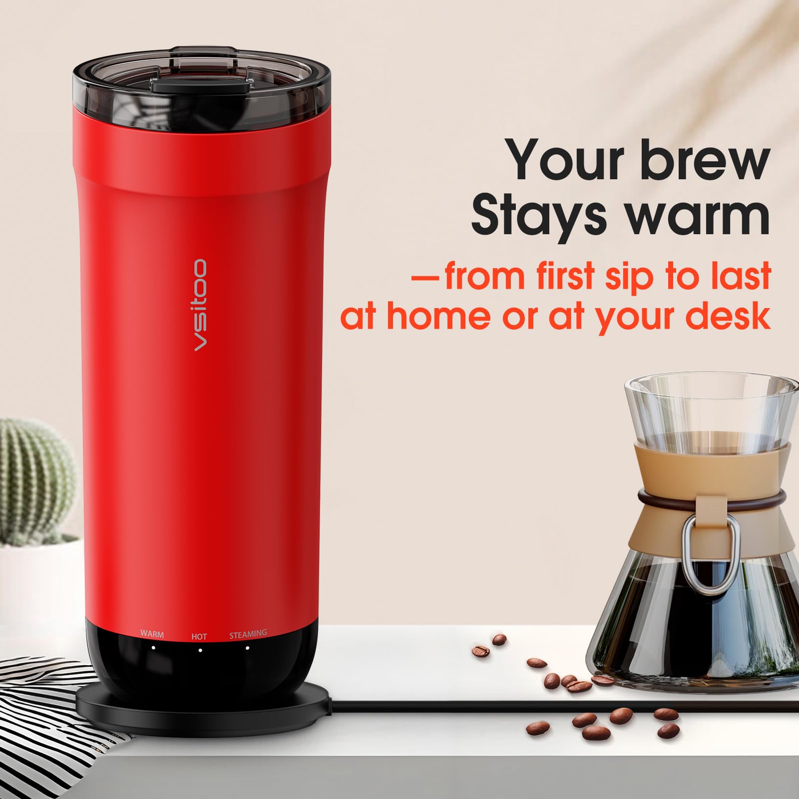 VSITOO S5 temperature display highlights precise heat for consistent sipping.