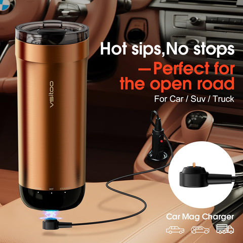 VSITOO S5 car charger and desk base enable continuous warmth anywhere.