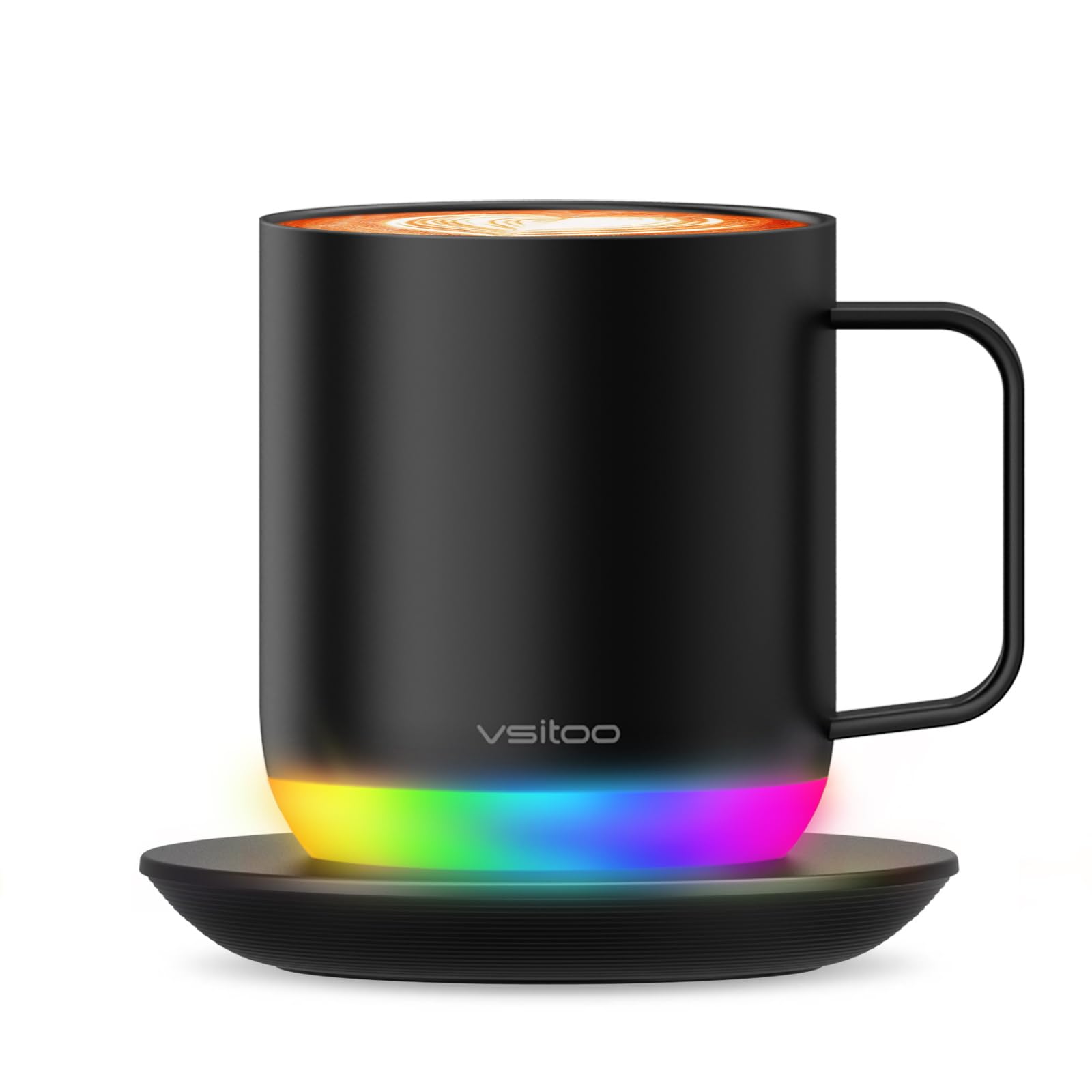 VSITOO S6 Plus mug front view highlights 12oz capacity for everyday coffee enjoyment