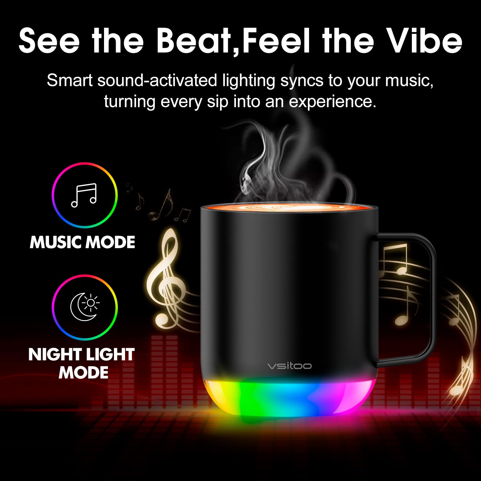 VSITOO S6 Plus mug app control screen enables quick temperature tweaks
