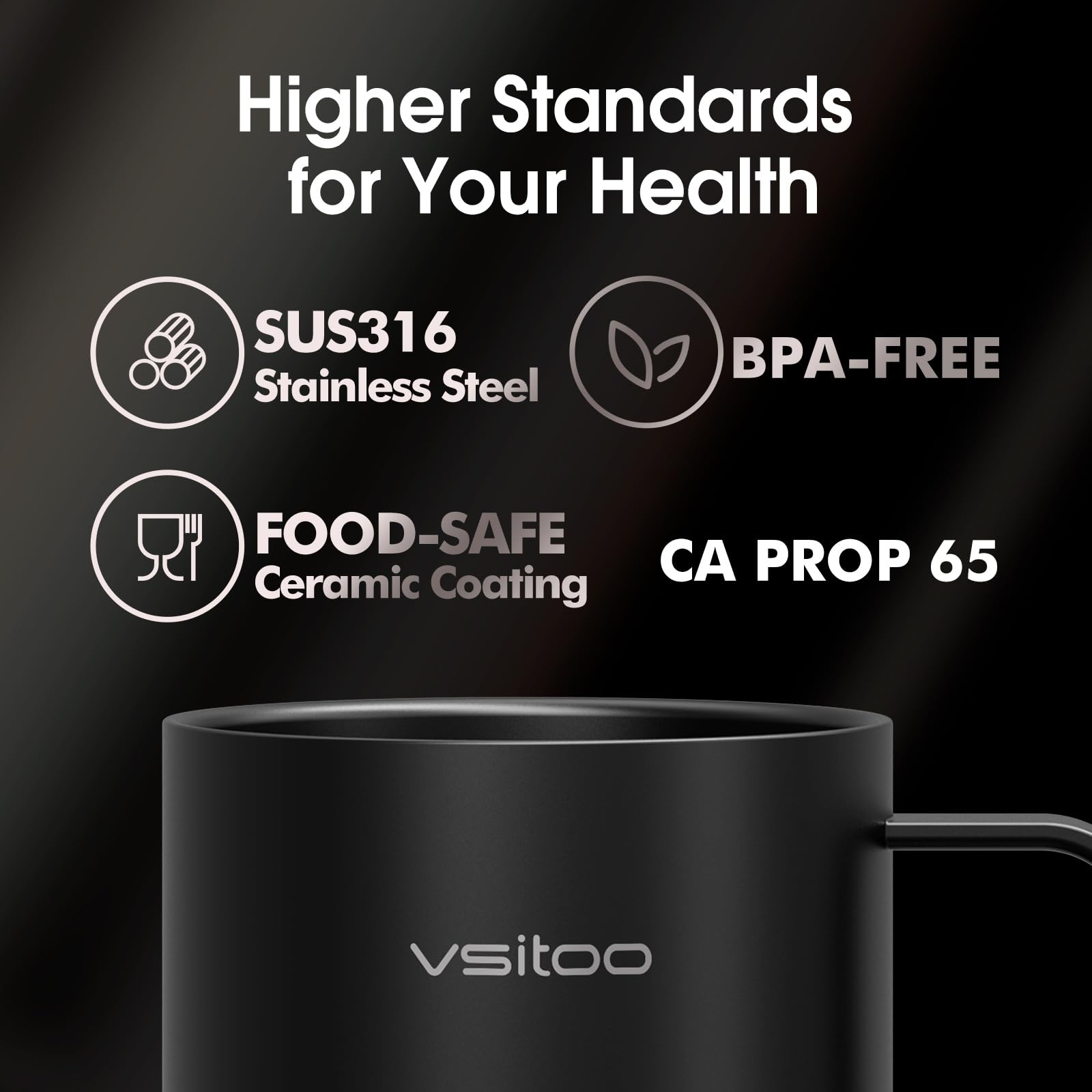 VSITOO S6 Plus mug auto-off safety prevents overheating when idle