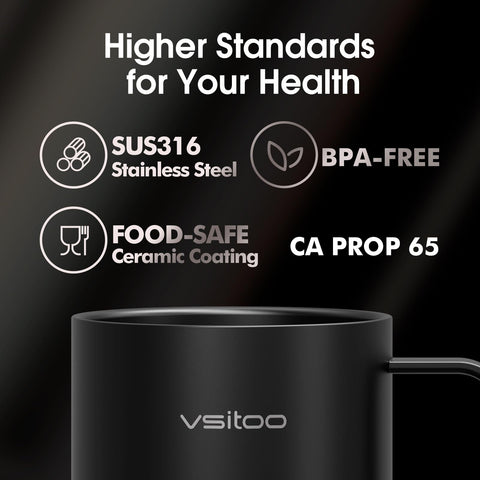 VSITOO S6 Plus mug auto-off safety prevents overheating when idle