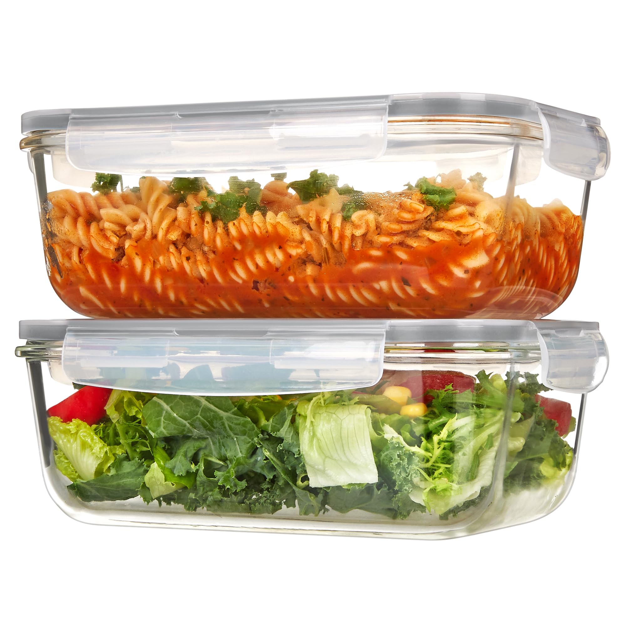 Vtopmart 1860ml glass containers with lids for family meal prep and storage.