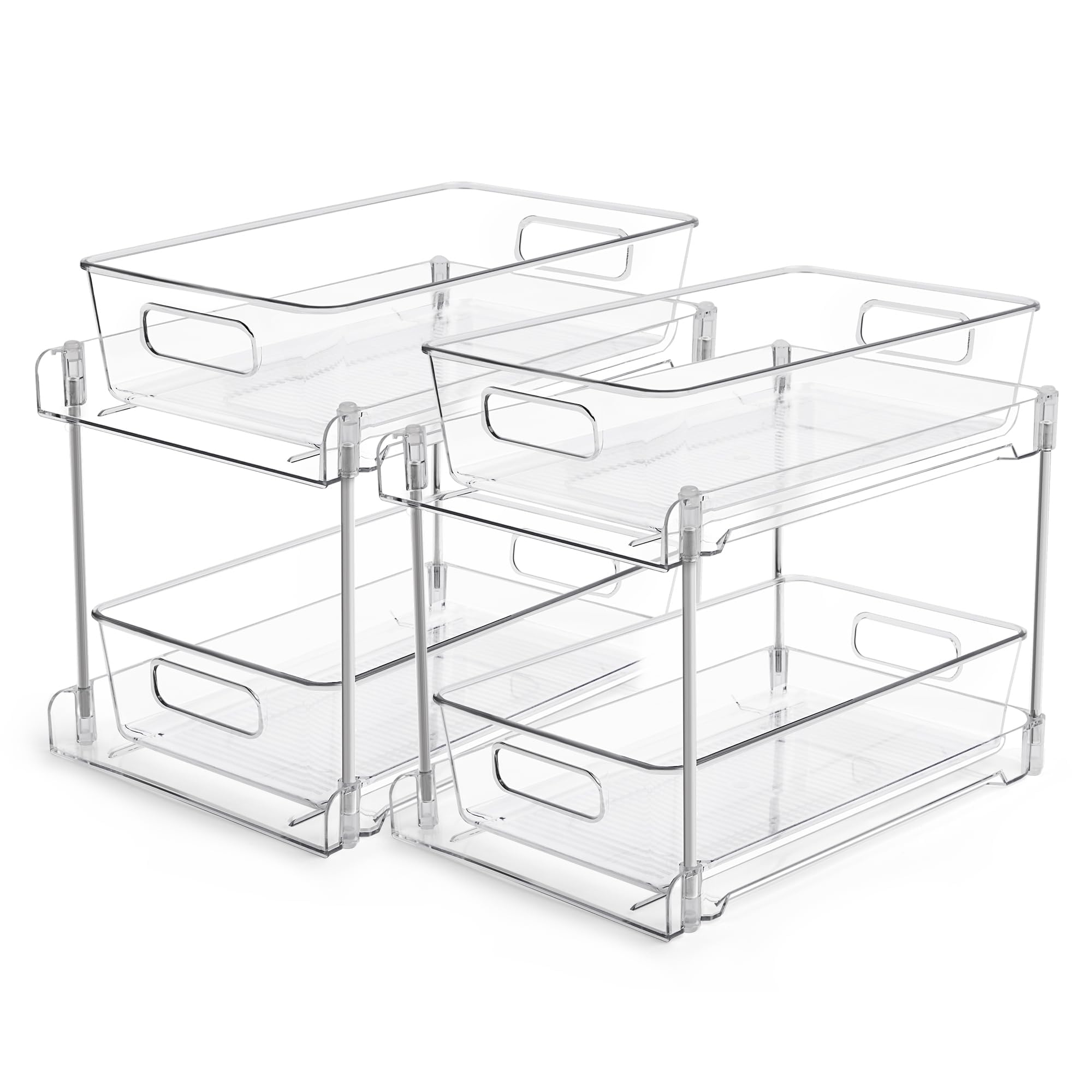 Vtopmart 2-tier bathroom storage under-sink organizer keeps vanity neat and items accessible.