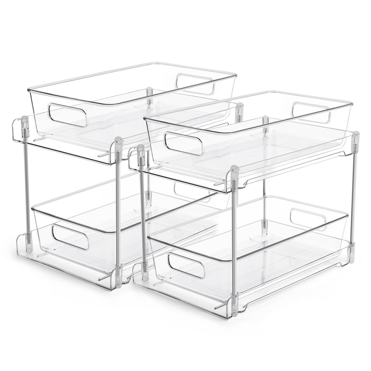 Vtopmart 2-tier bathroom storage under-sink organizer keeps vanity neat and items accessible.