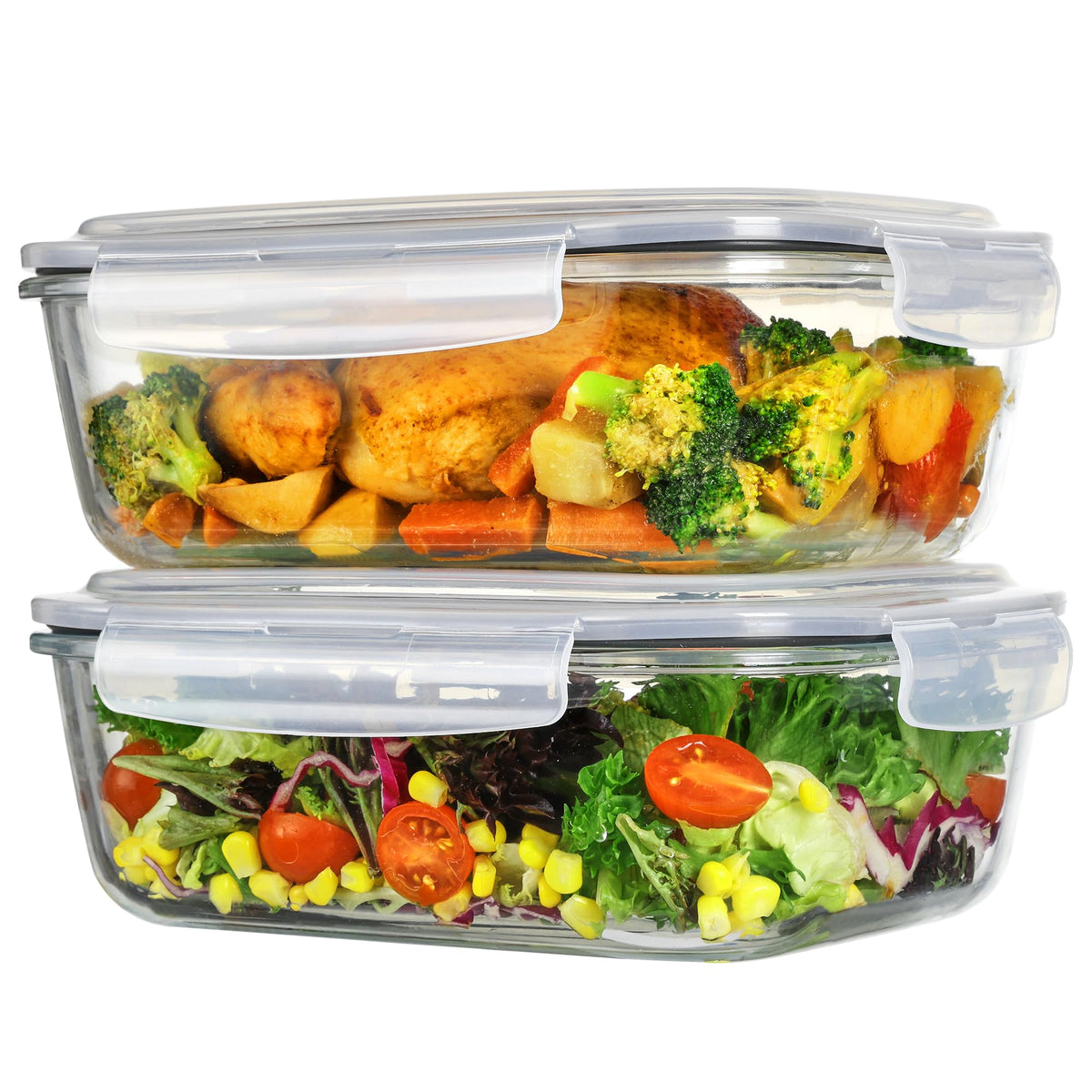 Vtopmart 2260ml glass storage container with lids for organized meal prep.