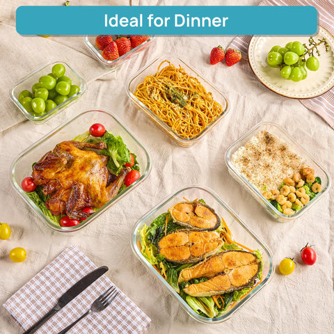 Vtopmart glass storage set stacked for space-saving organization.