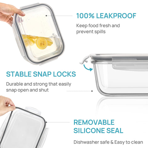 Vtopmart glass food storage with markings showing capacity and use.