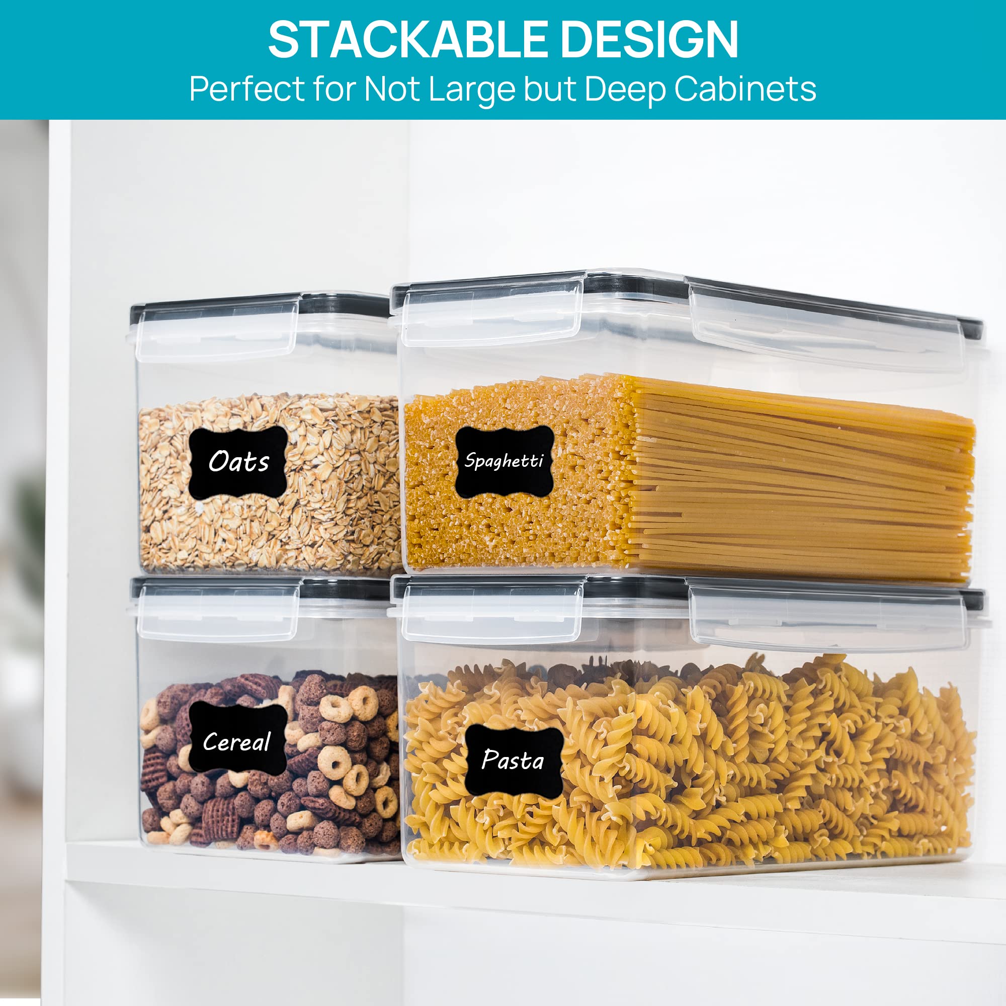 Vtopmart includes 24 reusable labels and 2 measuring cups for portions