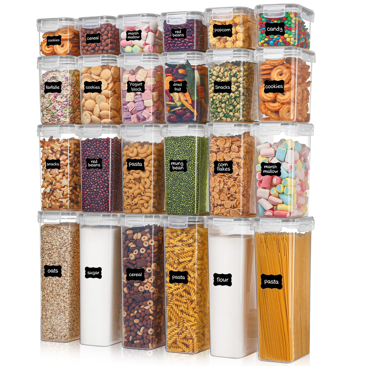 Vtopmart 24pc airtight containers set for pantry organization and freshness.