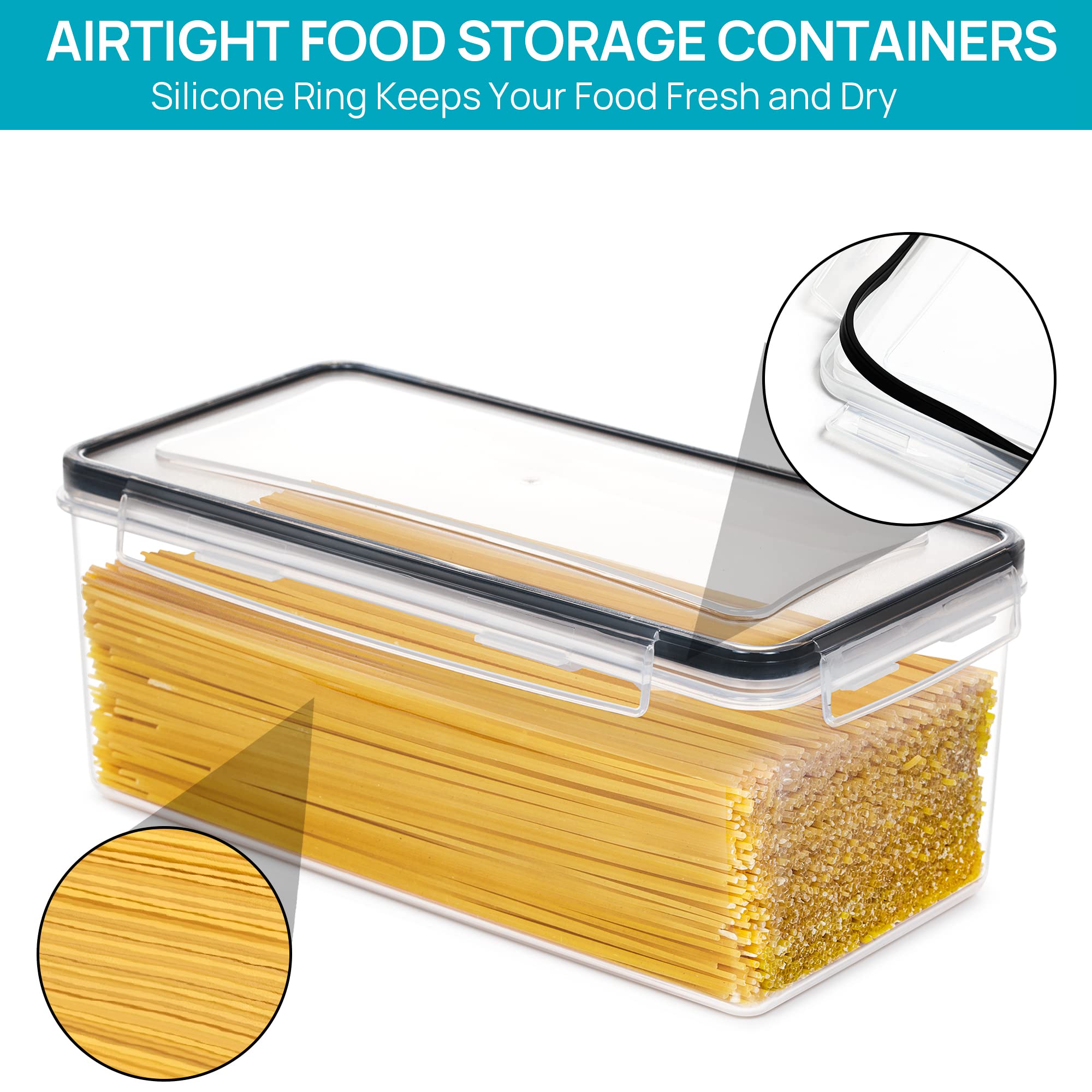 Vtopmart 3.2L containers ideal for pasta and large dry goods.